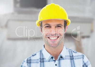 Construction Worker in front of construction site