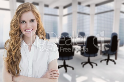 Smiling businesswoman in meeting room