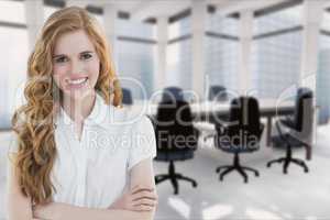 Smiling businesswoman in meeting room