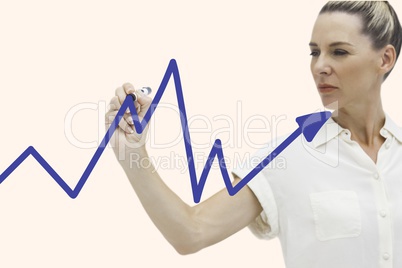 Business woman drawing graph on the screen