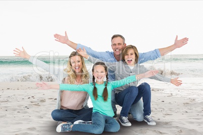 Happy family on the beach