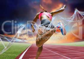 athlete running on the track behind dna chain