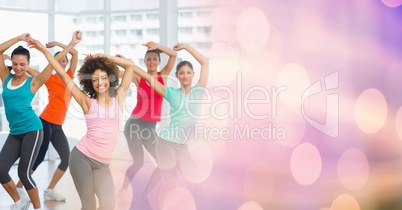 Women dancing and pink bokeh transition