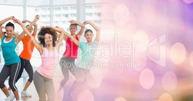 Women dancing and pink bokeh transition