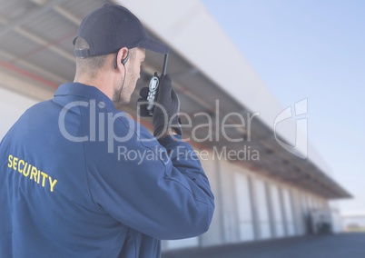 Security man outside house