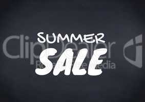 White summer sale text against navy chalkboard