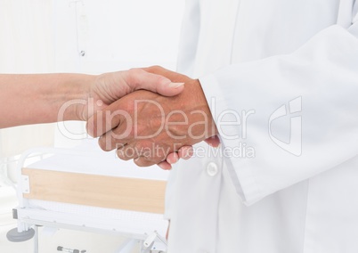 doctor and patient handshake in the hospital