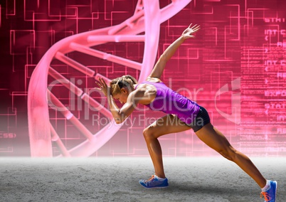 Runner with pink dna chain wall