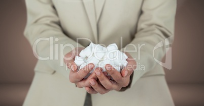 Hands holding sugar cubes