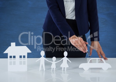 Cut outs of  house family and car insurance