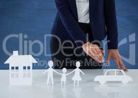 Cut outs of  house family and car insurance