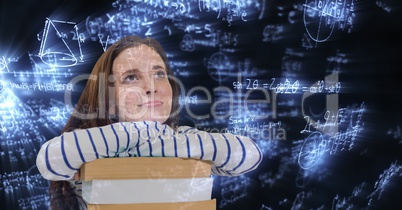 Composite image of smiling woman against digital background Composite image of smiling woman against digital background