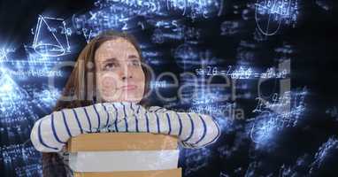 Composite image of smiling woman against digital background