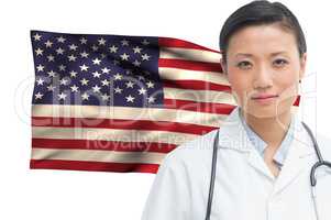 doctor against american flag