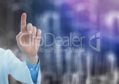 Doctor dentist Hand pointing up with sparkling light bokeh background