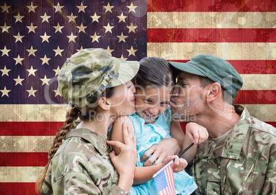 soldiers with their daughter