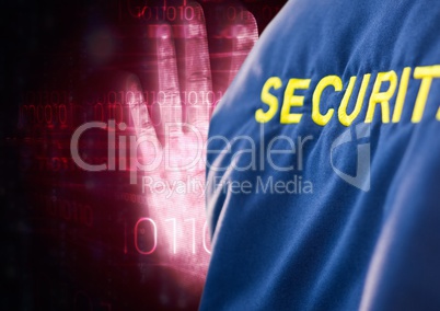 Digital image of security text with binary code