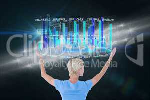 Woman interacting with digital screen