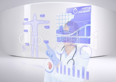 futuristic room interface. happy medical with his interface