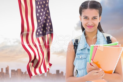 Student against American flag