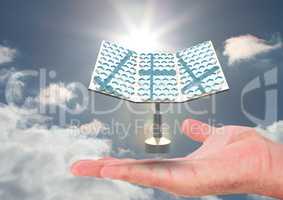 solar panel on hand in the sky