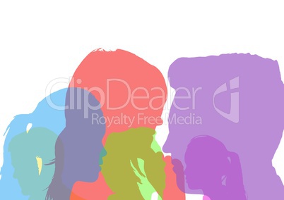 head silhouettes in different colors. White background