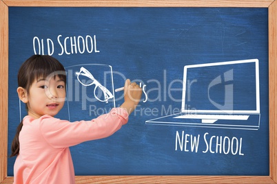 students drawing on school board