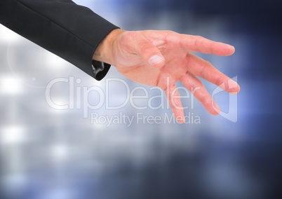 Hand open with sparkling light bokeh background