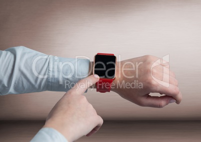 Businessman touching smart watch