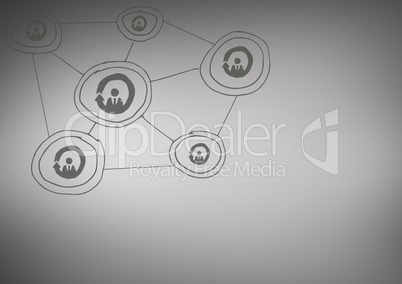 Grey background with network doodle Grey background with network doodle