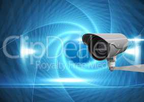 CCTV camera against digital composite image
