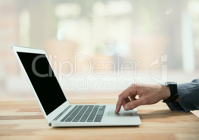 Businessman on laptop in bright fresh room