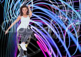 aerobic woman with dna chain and lights