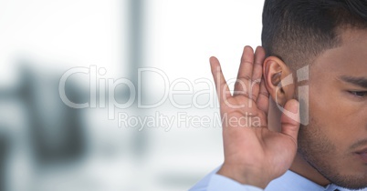 Cropped image of businessman listening gossip