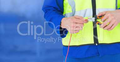 Electrician on building site