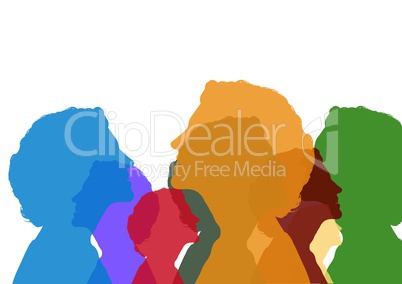 Woman head color silhouettes