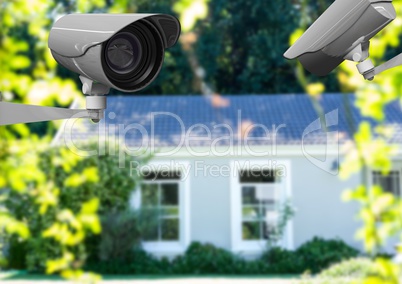 2 CCTV looking after the house and a blurred background