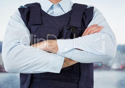Security guard of the port with hands folded