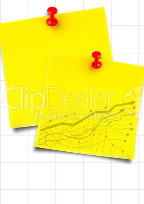 Yellow sticky notes with yellow graph against white graph paper