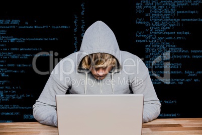 hacker using his laptop against order lines