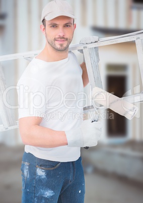 Painter on building site