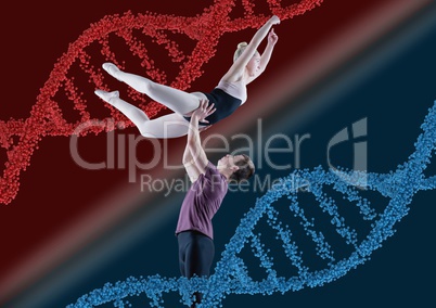 ballet man and woman with dna chains