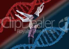 ballet man and woman with dna chains