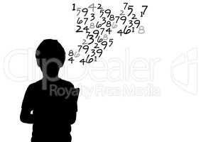 boy silhouette with text coming up from his head.