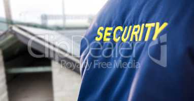 Security man near roof building site