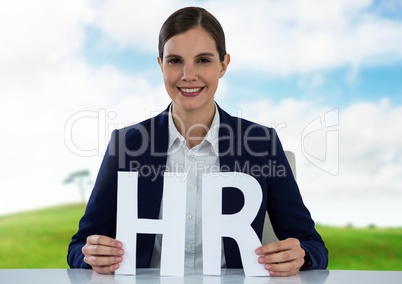 Cut out HR letters with landscape