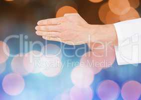 Martial Arts Hands with sparkling light bokeh background