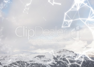 White network against snowy mountain tops