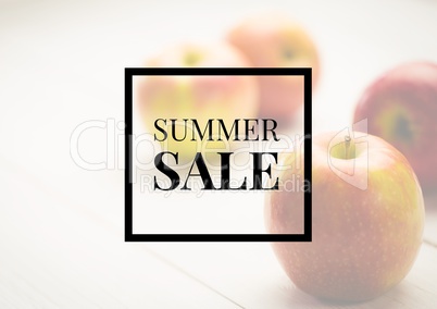 Black summer sale graphic against faded apples