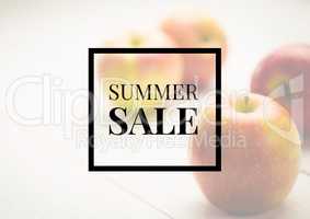 Black summer sale graphic against faded apples